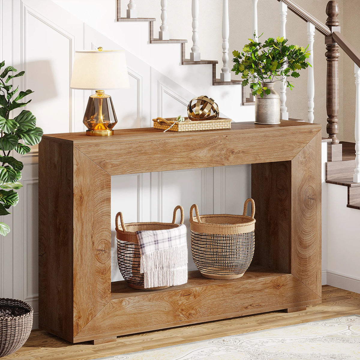Tribesigns Farmhouse Console Table With Storage for Entryway Living Rooms