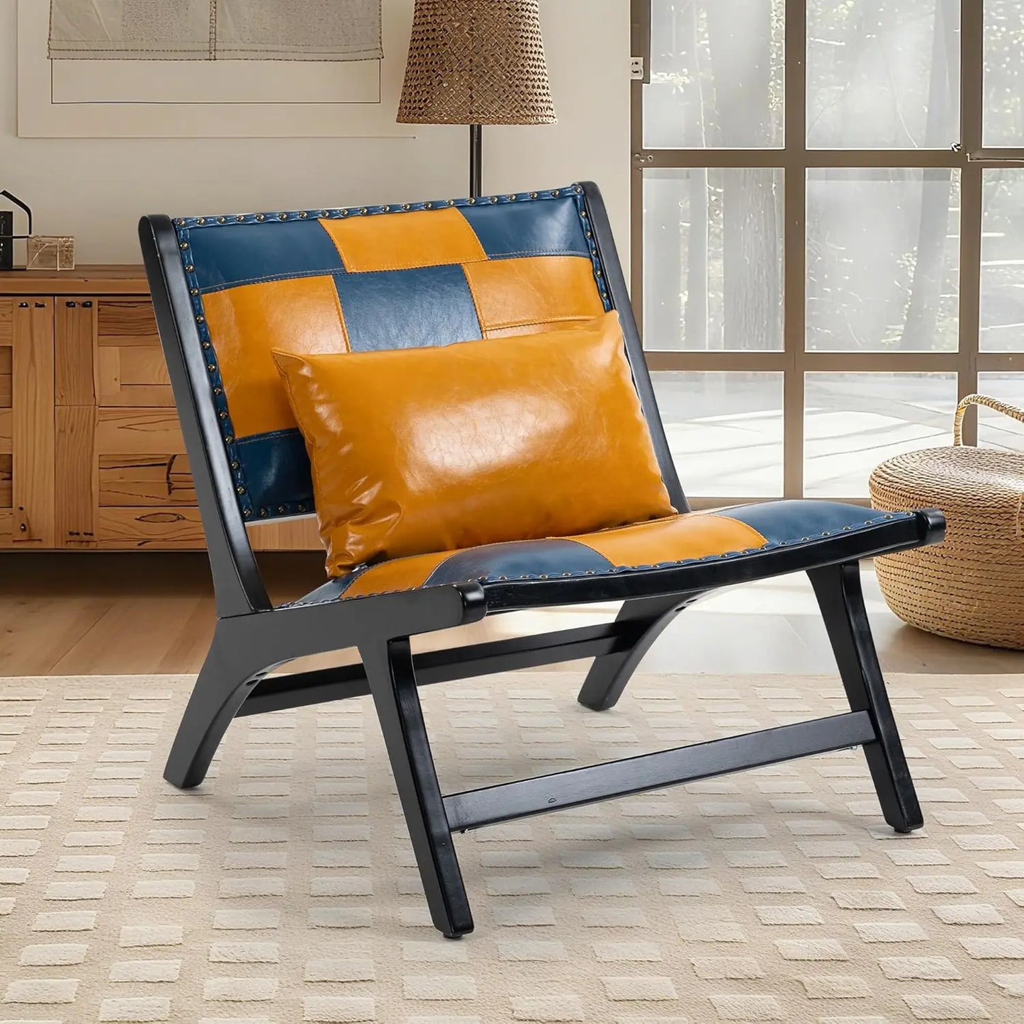 Accent Chair, Comfy Cozy Modern Mid-Century Accent Chairs, Linen Upholstered Lounge Arm Chair with Solid Wood, Customized