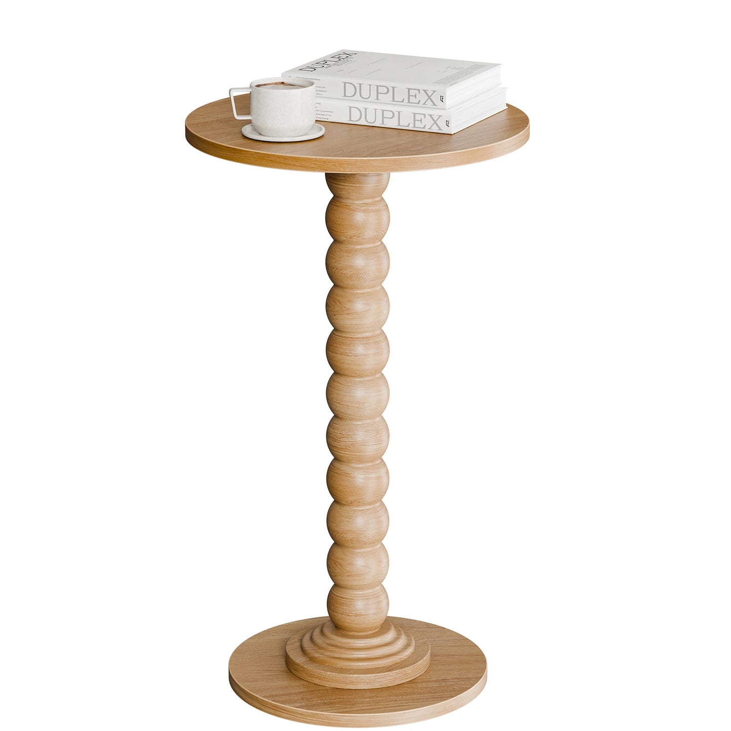 JHK 12IN Round Side Table Coffee Tables For Living Room End Table with Solid Wood Leg Storage Shelf for Home Small Spaces