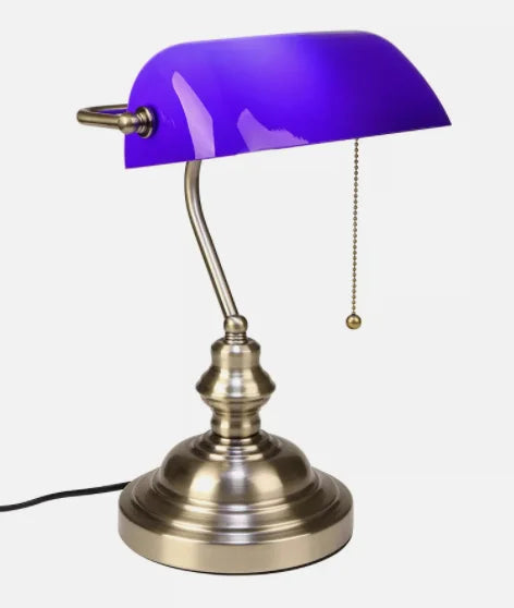 Green glass banker lamp table lamp with Chian switch E27/E26 Desk Lamp