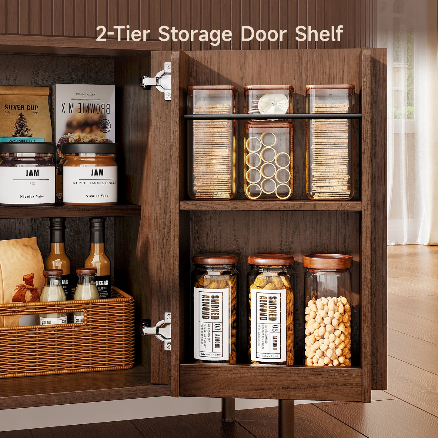 Sideboard Buffet Cabinet With Storage, Versatile Design Sideboard, Wood Kitchen Cabinets Coffee Bar Cabinet For Kitchen