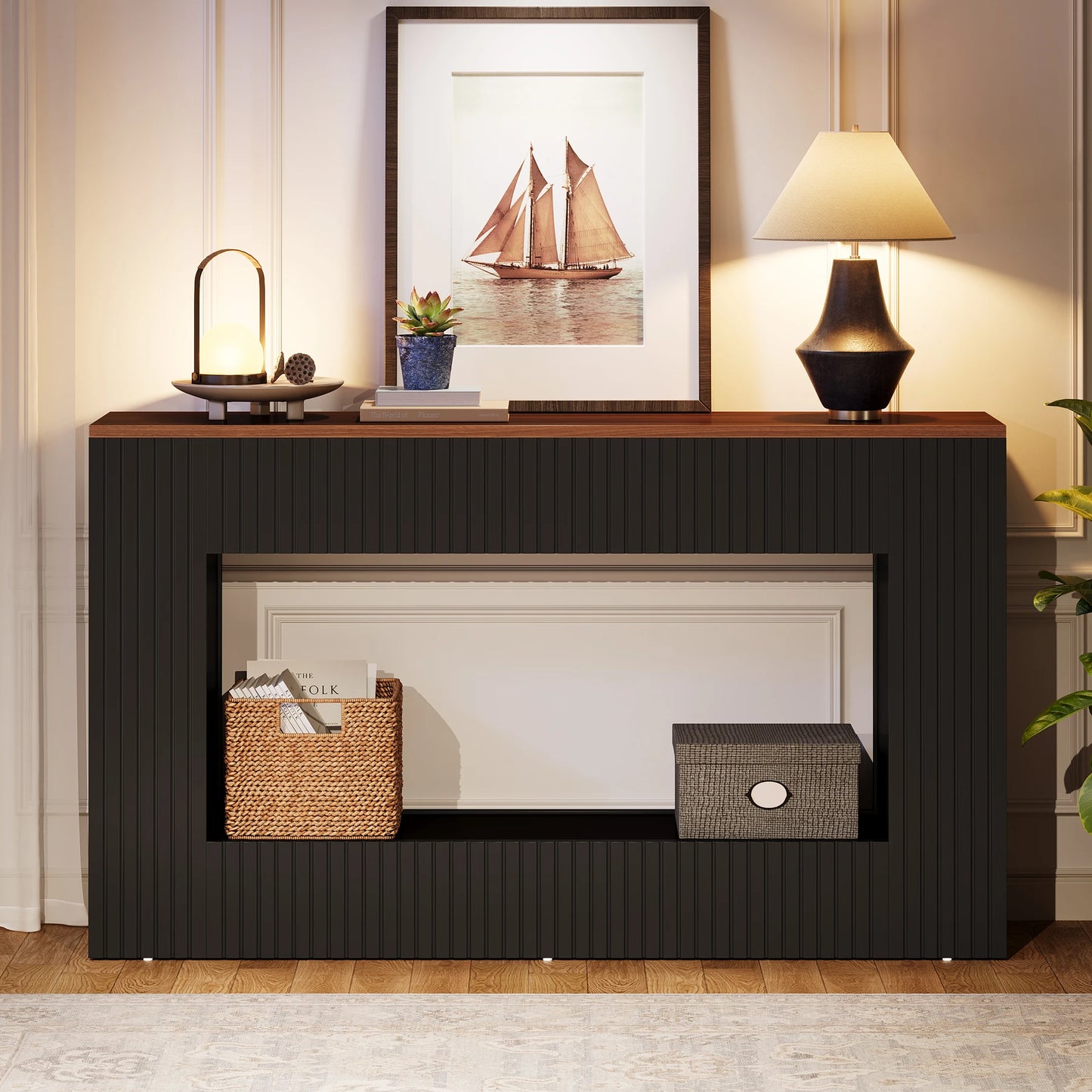 Tribesigns Console Table, 55-Inch Wood Entryway Table with Storage, Narrow Long Sofa Table Behind Couch Table for Living Room