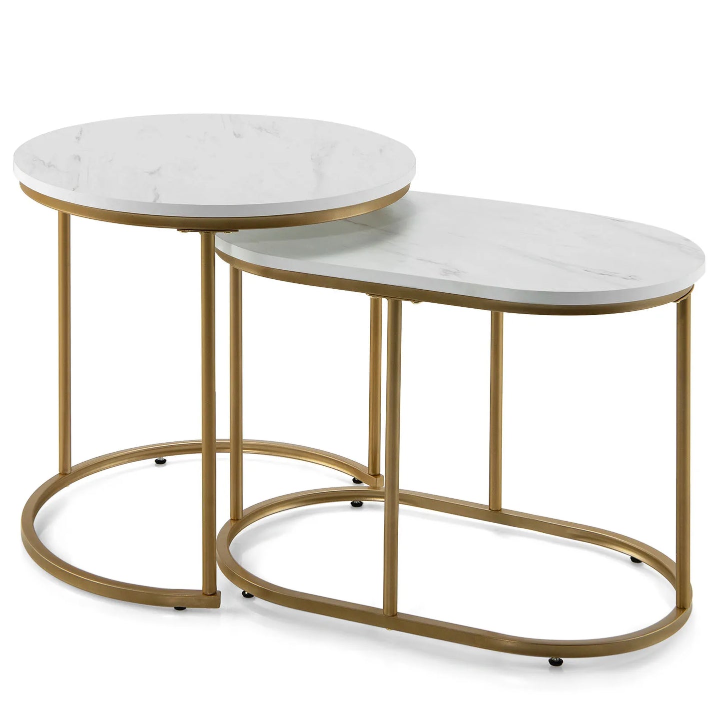 HOMASIS Nesting Marble Coffee Table Set For Living Room Decor