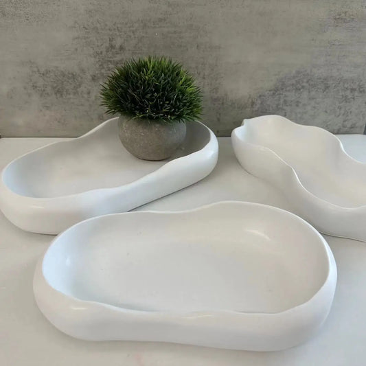 Irregular Oval Storage Tray Silicone Mold Plate Plaster Tray Drip Planter Tray Moulds