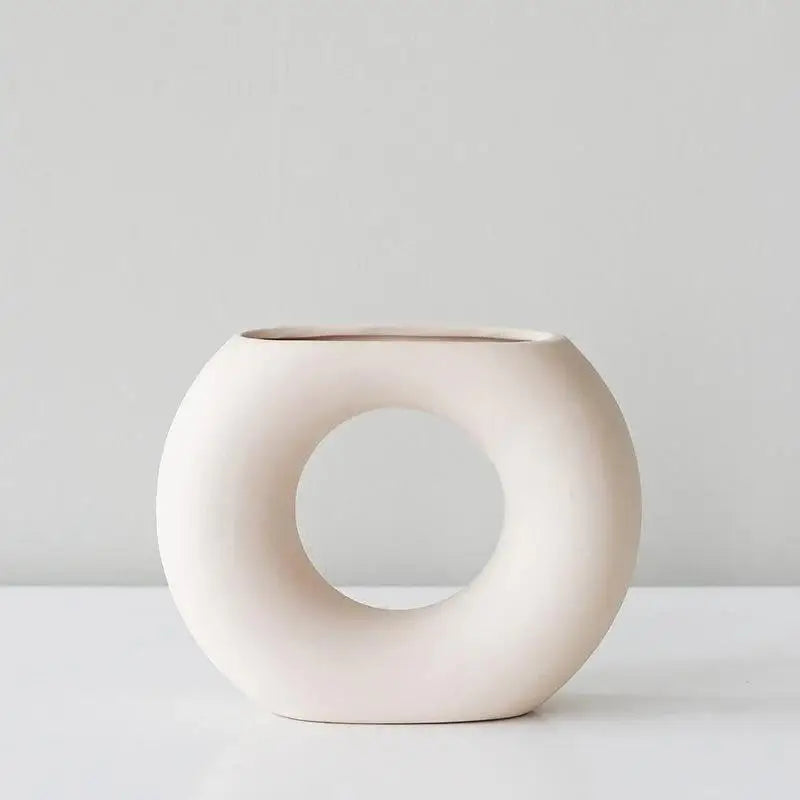 Circular Minimalist Ceramic Vase Handmade Home Decor