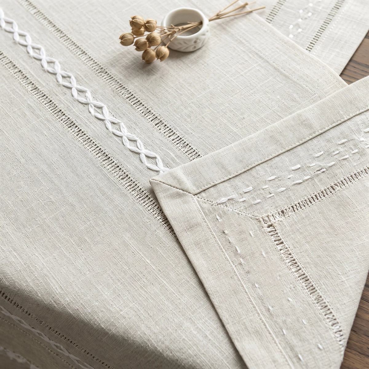 Cotton Linen Farmhouse Table Runner for Dining and Home Decor