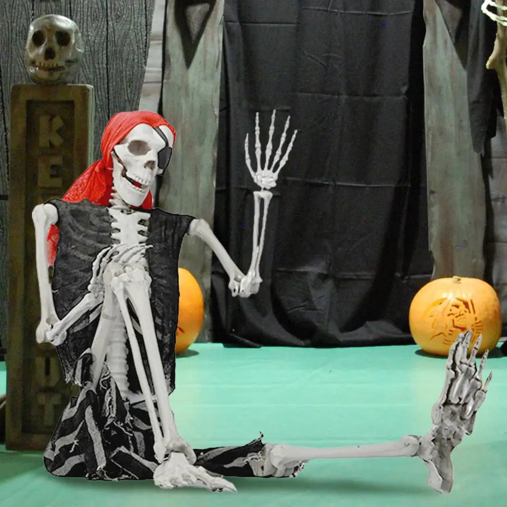 Poseable Plastic Skeleton Prop For Halloween Party Supplies