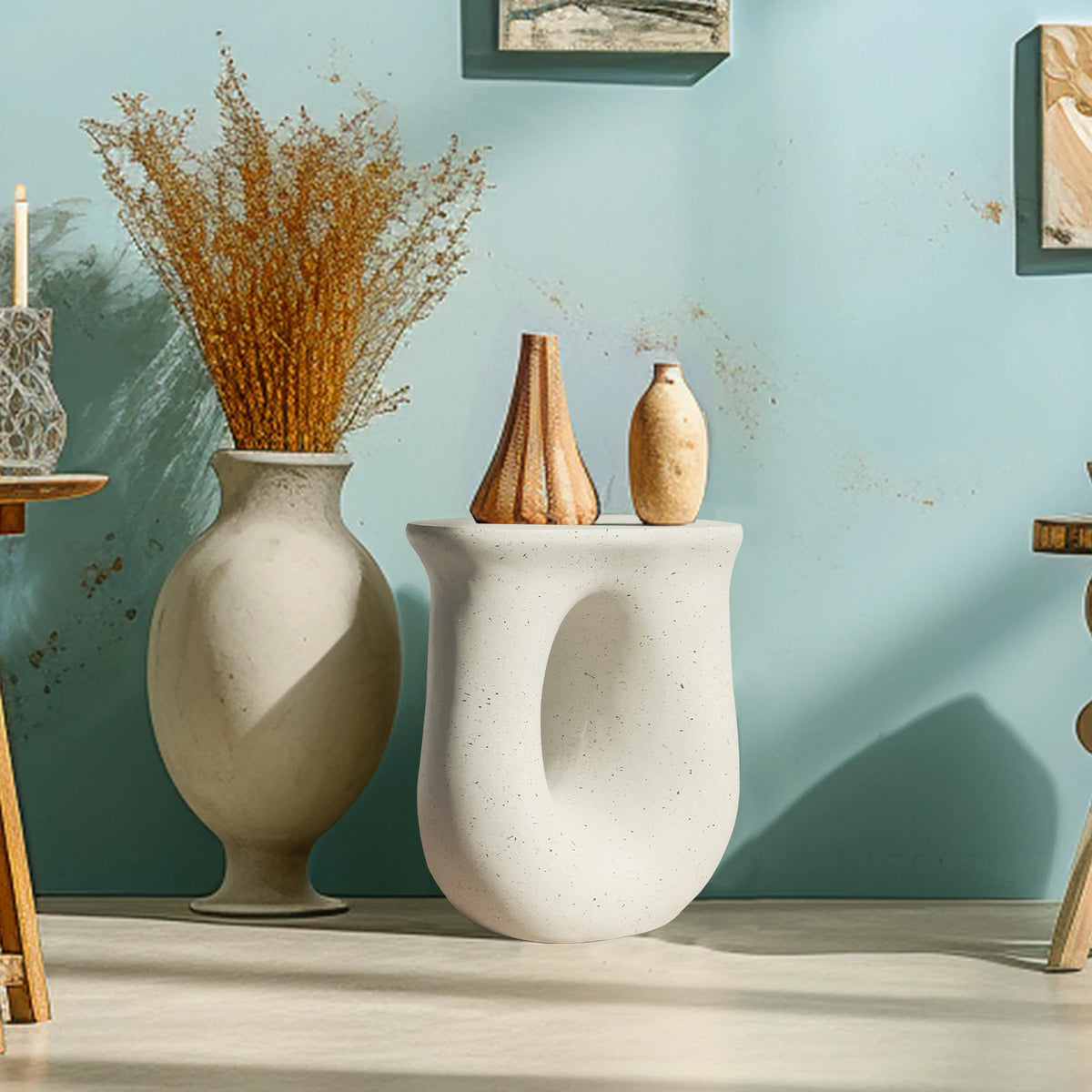 Wisfor Modern Oval Pedestal Side Table For Home Decor