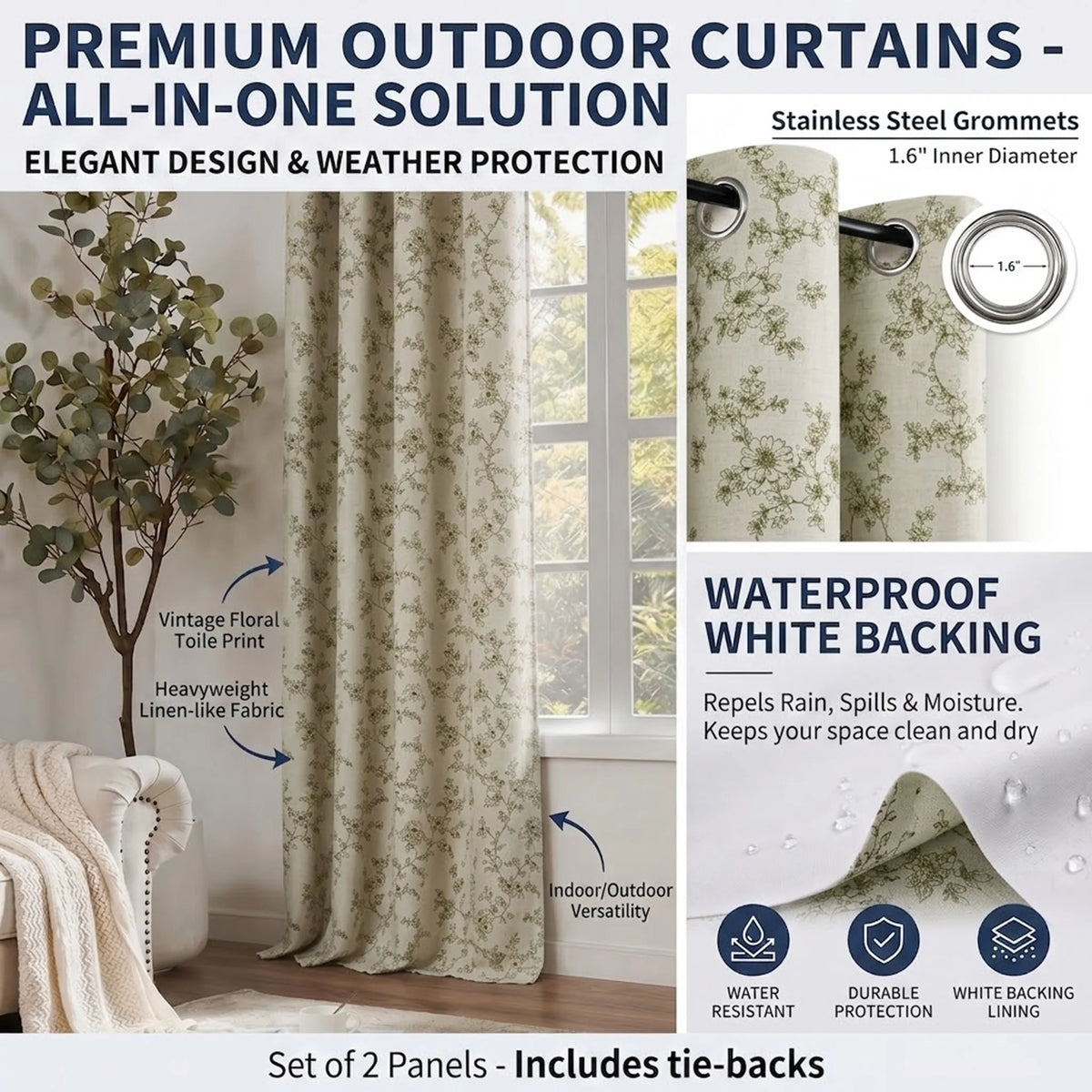 Blackout Window Curtains With Thermal Insulation And Grommet Top