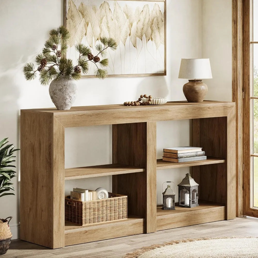 Farmhouse Console Table, Hallway Table for Entryway, Wood Console Behind Couch for Living Room, Hallway, Foyer, Oak
