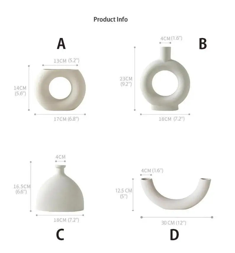 Circular Minimalist Ceramic Vase Handmade Home Decor
