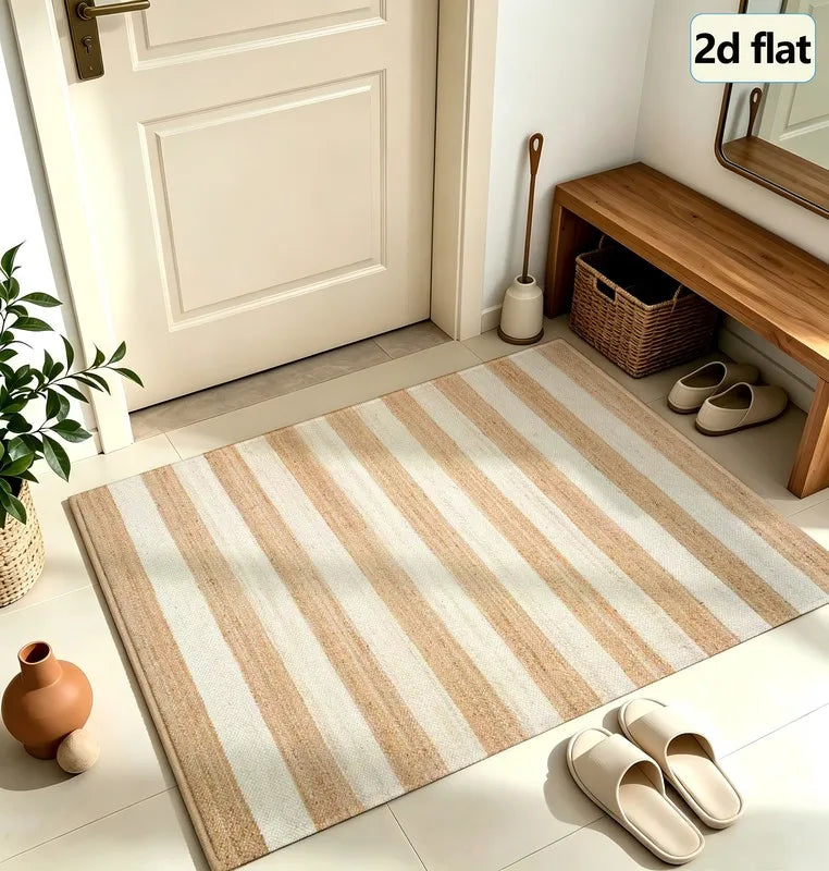 Classic Striped Machine Washable Indoor Area Rug for Home