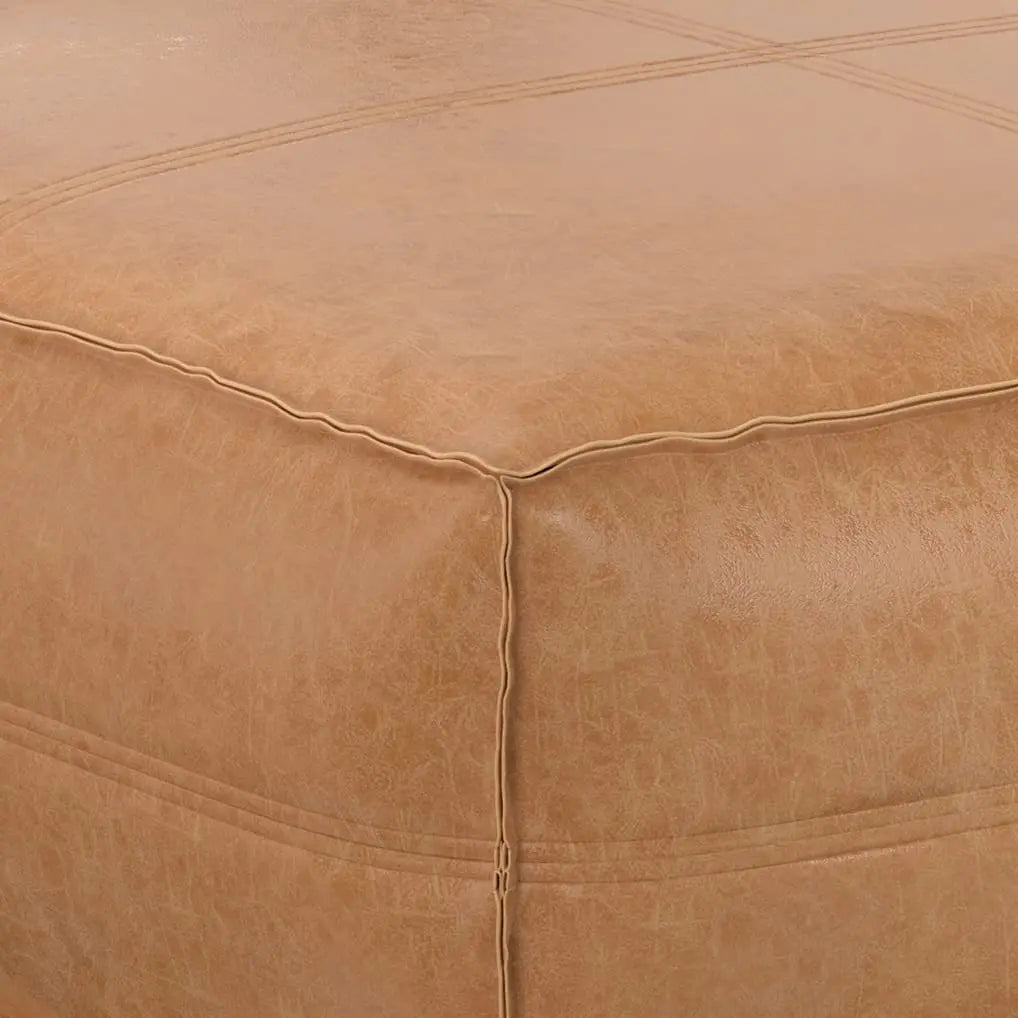 Extra Large Upholstered Vegan Leather Ottoman Pouf 36 inch Wide Square Footstool Coffee Table Living Room Seating, Customized