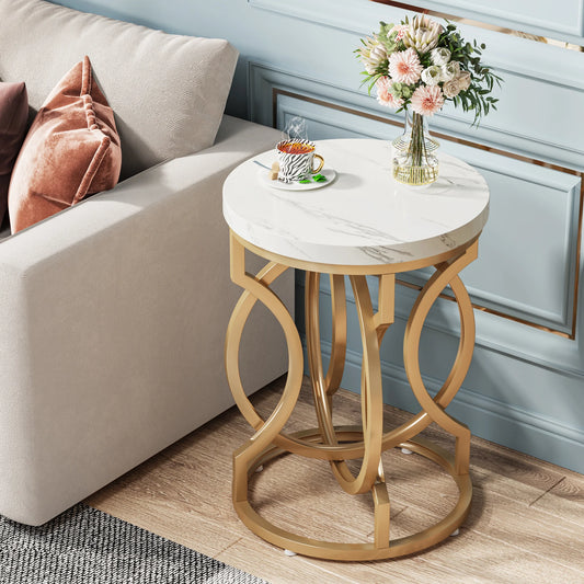 Tribesigns Modern Round End Table Features Thick Wood Top
