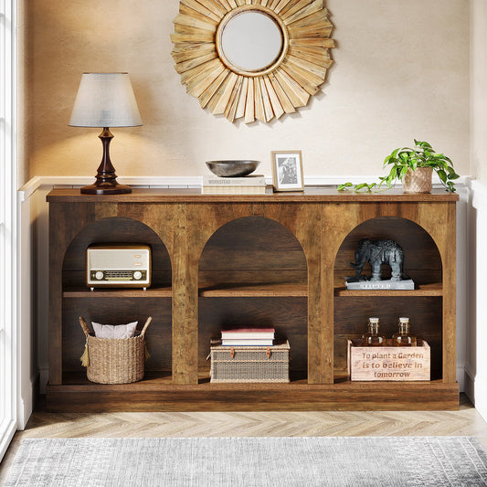 Tribesigns Farmhouse Console Table With Wooden Triple Shelf Storage
