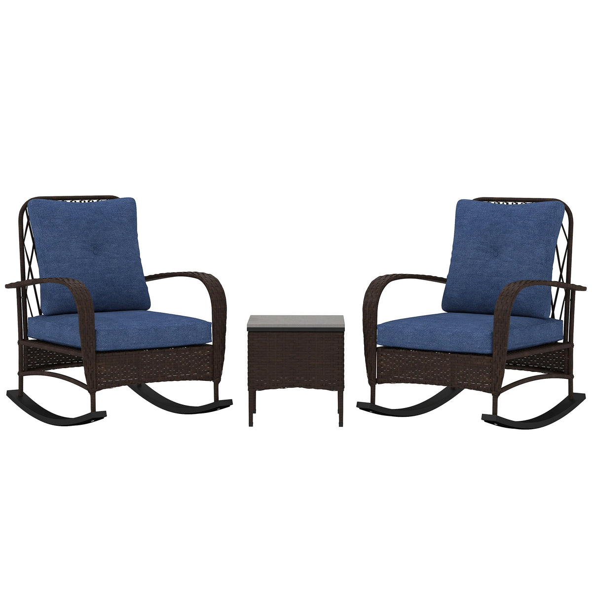 Outsunny All Weather Patio Rocking Chair Set With Coffee Table