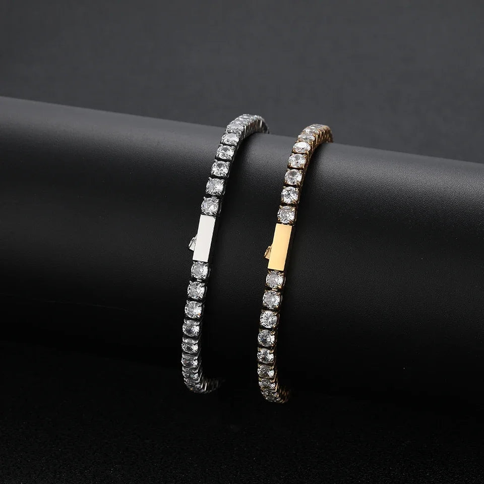 NY Stainless Steel Tennis Necklaces Woman Trend Men Women Iced Out 4mm Zircon Tennis Chains Jewelry No Fade