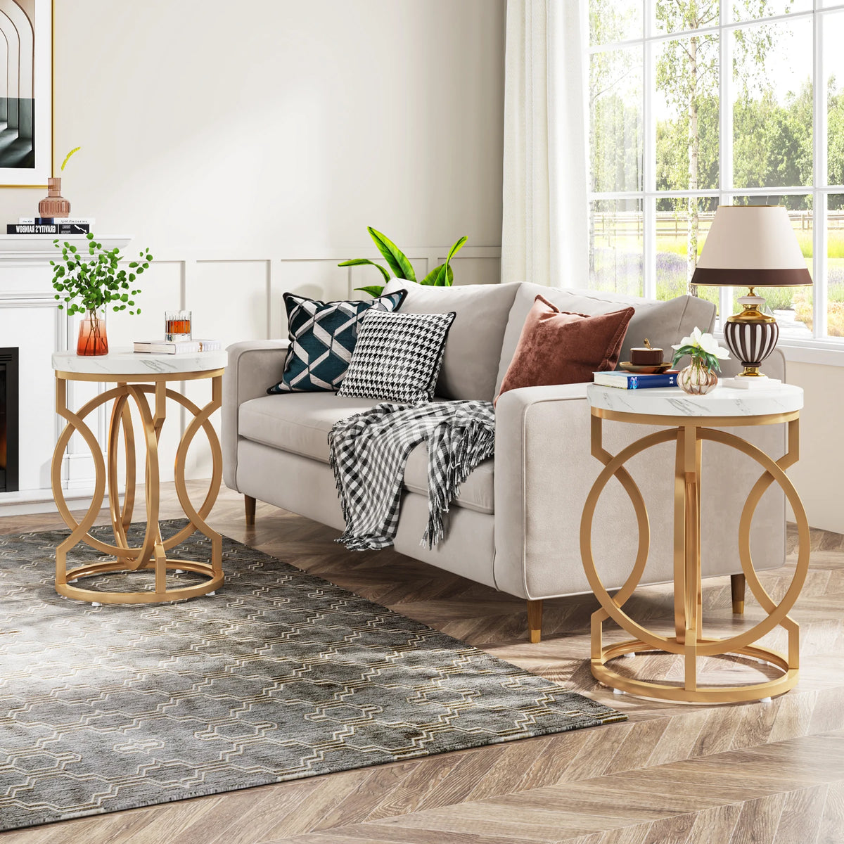 Tribesigns Modern Round End Table Features Thick Wood Top