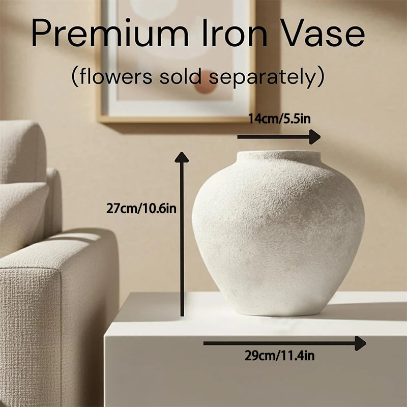 Large Round Iron Vase for Dried Flowers Wedding Gift Modern Farmhouse Decor for Home Living Room Console Table Decor