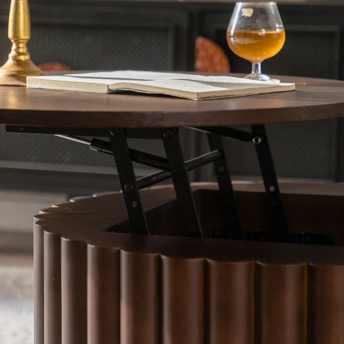 Handcrafted Wooden Lifting Round Coffee Table For Living Room