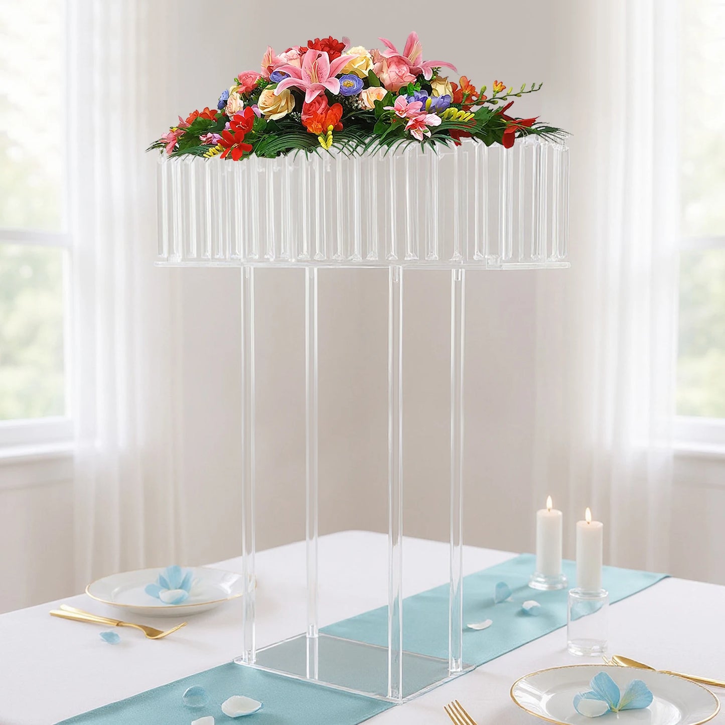 Acrylic Flower Stand Wedding Flower Stand 5kg Load-Bearing Capacity for Wedding, Parties, Birthdays, Celebrations, Home Decor