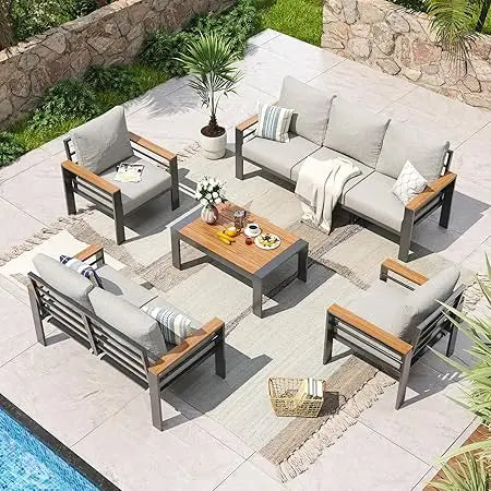 Aluminum Patio Furniture Set Outdoor Sectional With Cushions
