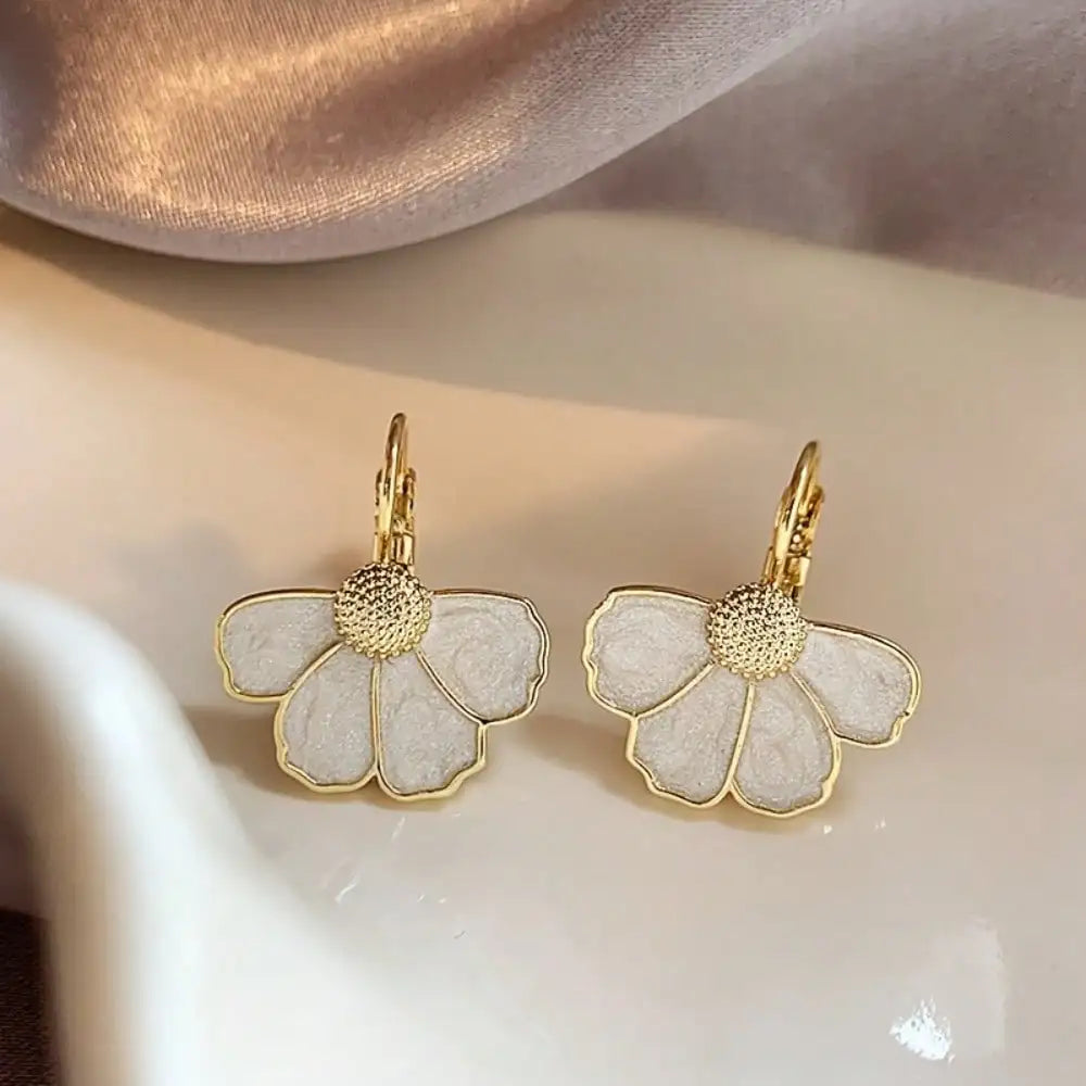 Flower Hoop Earrings Enamel Petal Jewelry Gift For Women