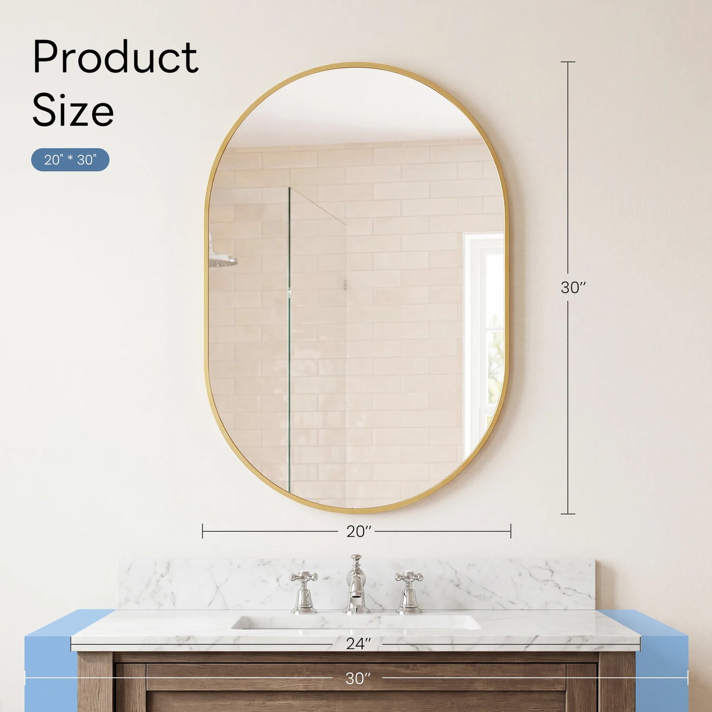 JHK Oval Wall Mirror with Metal Frame for Wall  Modern Dressing Mirror Tempered Glass Bedroom Living Room Horizontal or Vertical