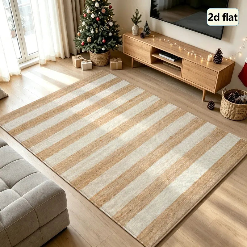 Classic Striped Machine Washable Indoor Area Rug for Home