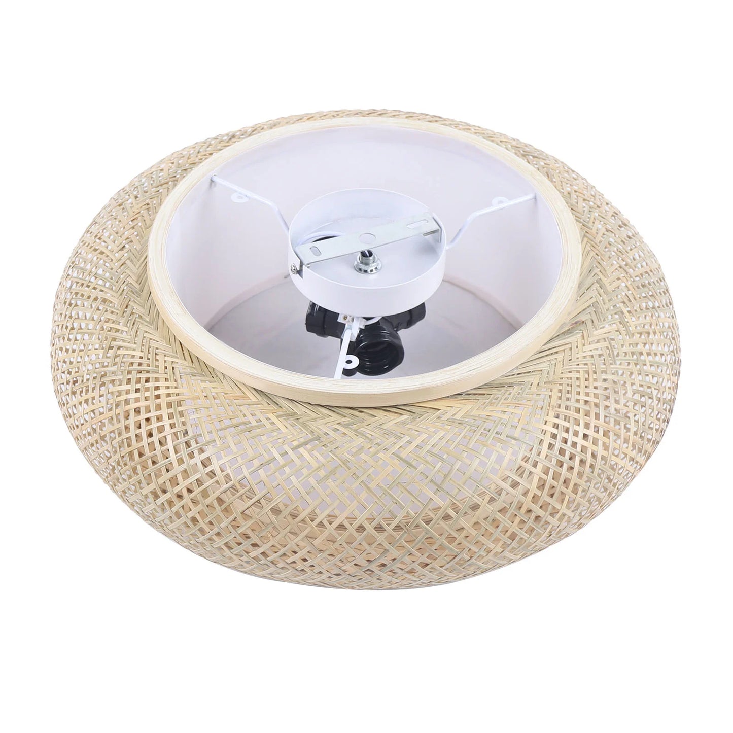 50cm Bamboo Woven Ceiling Light - 48W LED Drum Pendant Lamp, E26 Base for Living Room/Bedroom, 110V Natural Style