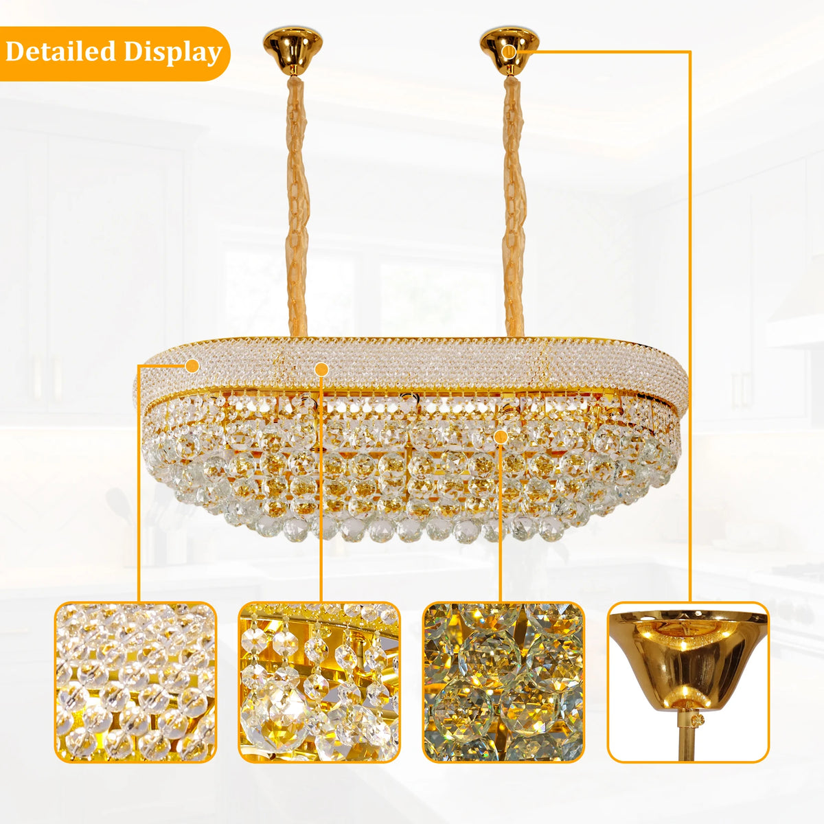 Vrygle 10 Light Rectangular Crystal Chandelier Ceiling Light