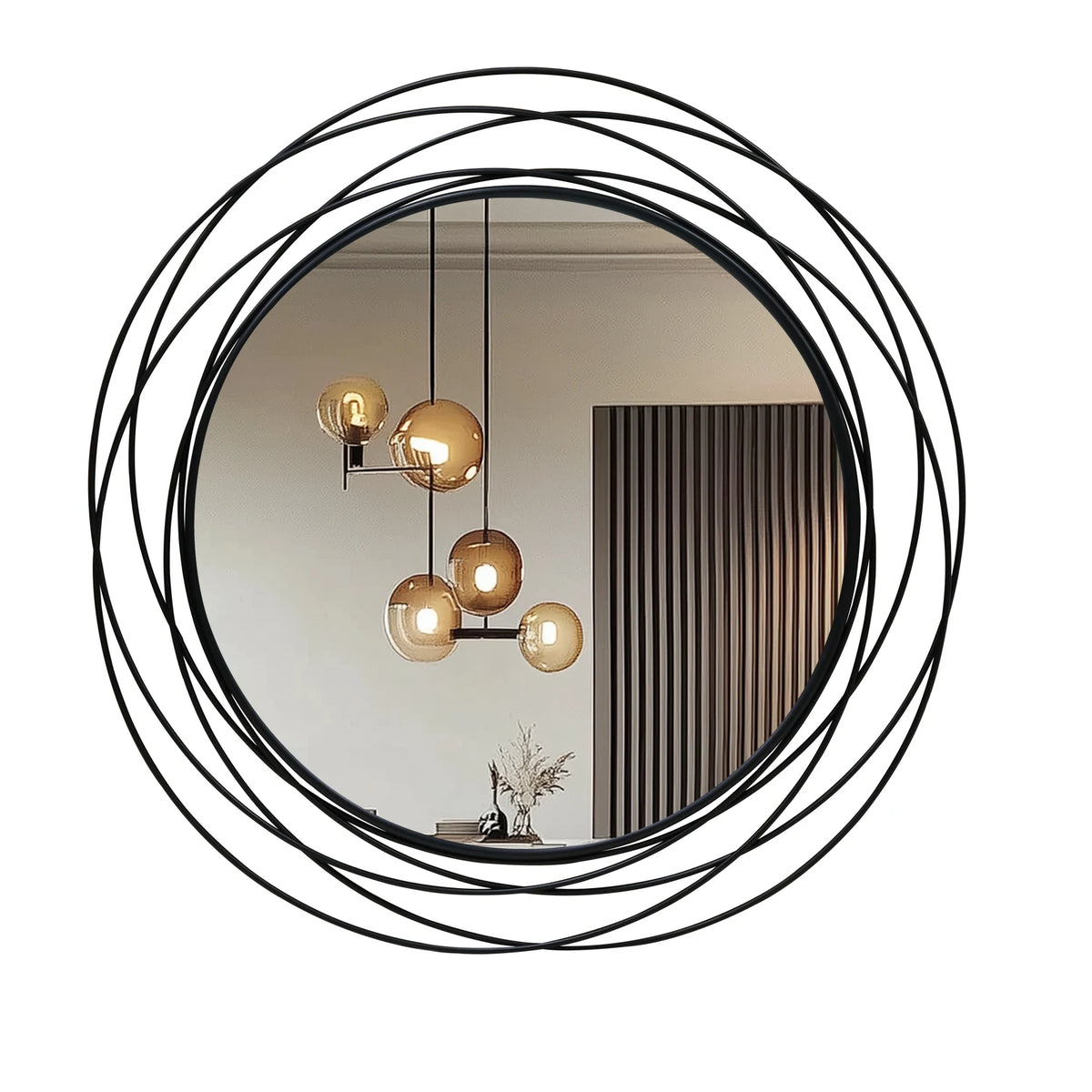 LUVODI Modern Round Wall Mirror With Decorative Iron Wire Frame