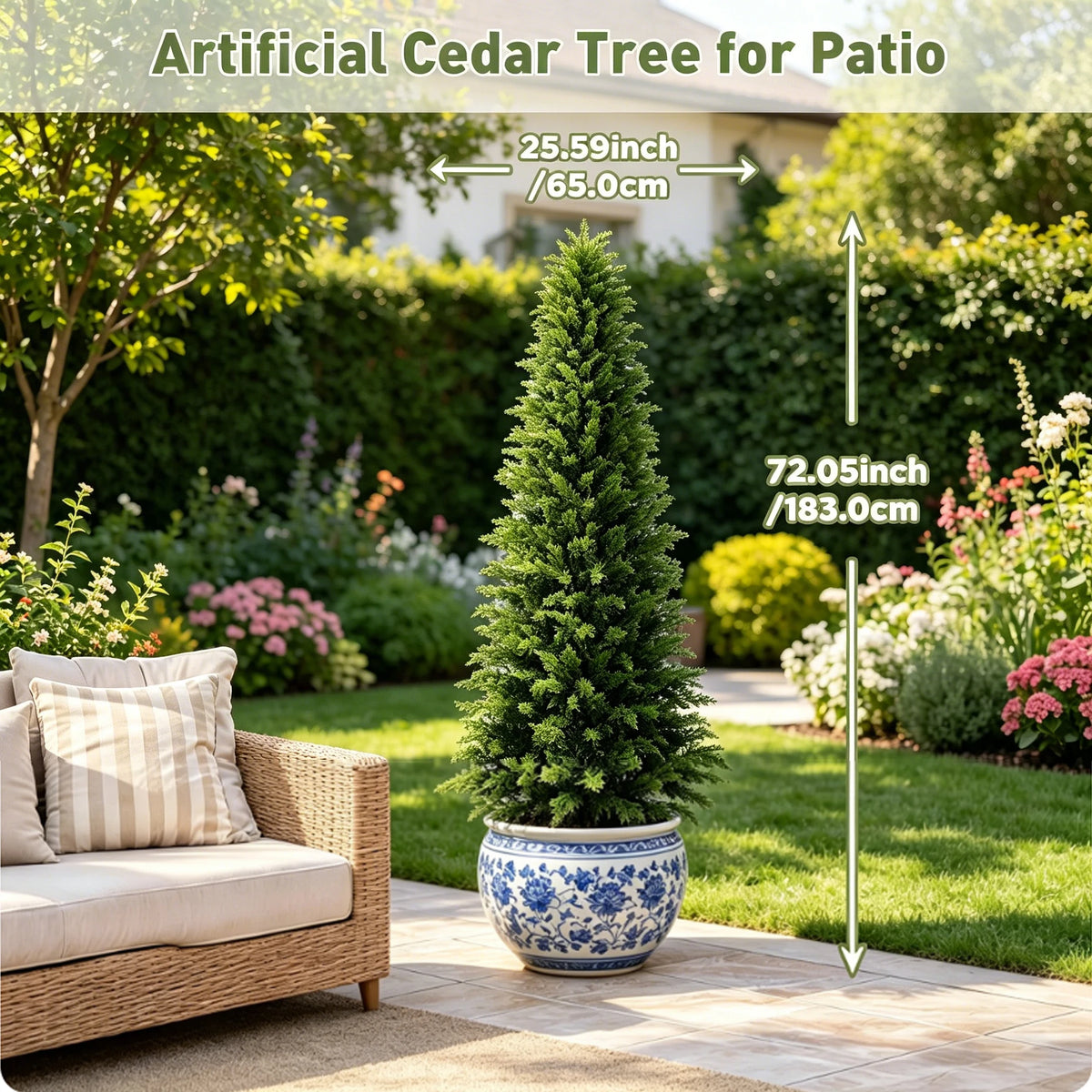 Realistic Cedar Topiary Tree For Outdoor Patio Garden Decor
