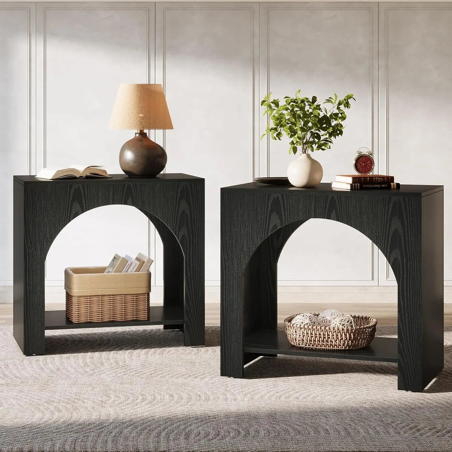 Nightstand with Storage, Large Bedside Table for Bedroom, Farmhouse Night Stand with Wooden Base, Wooden Side End, Customized