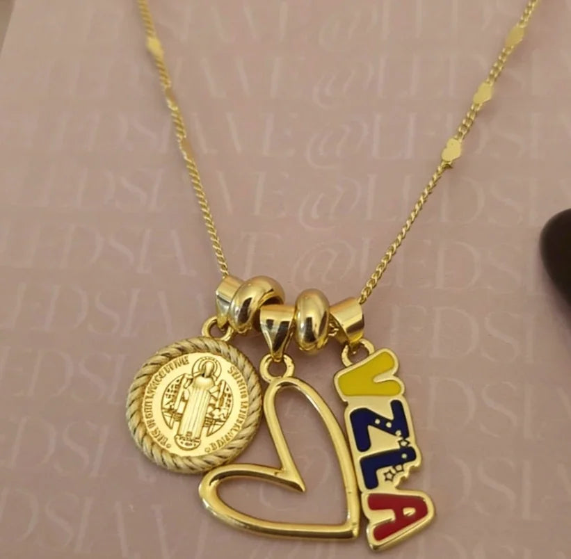 Fashion Venezuela Pendant Necklace Stainless Steel Unisex Heart Ethnic Map Jewelry Gift
