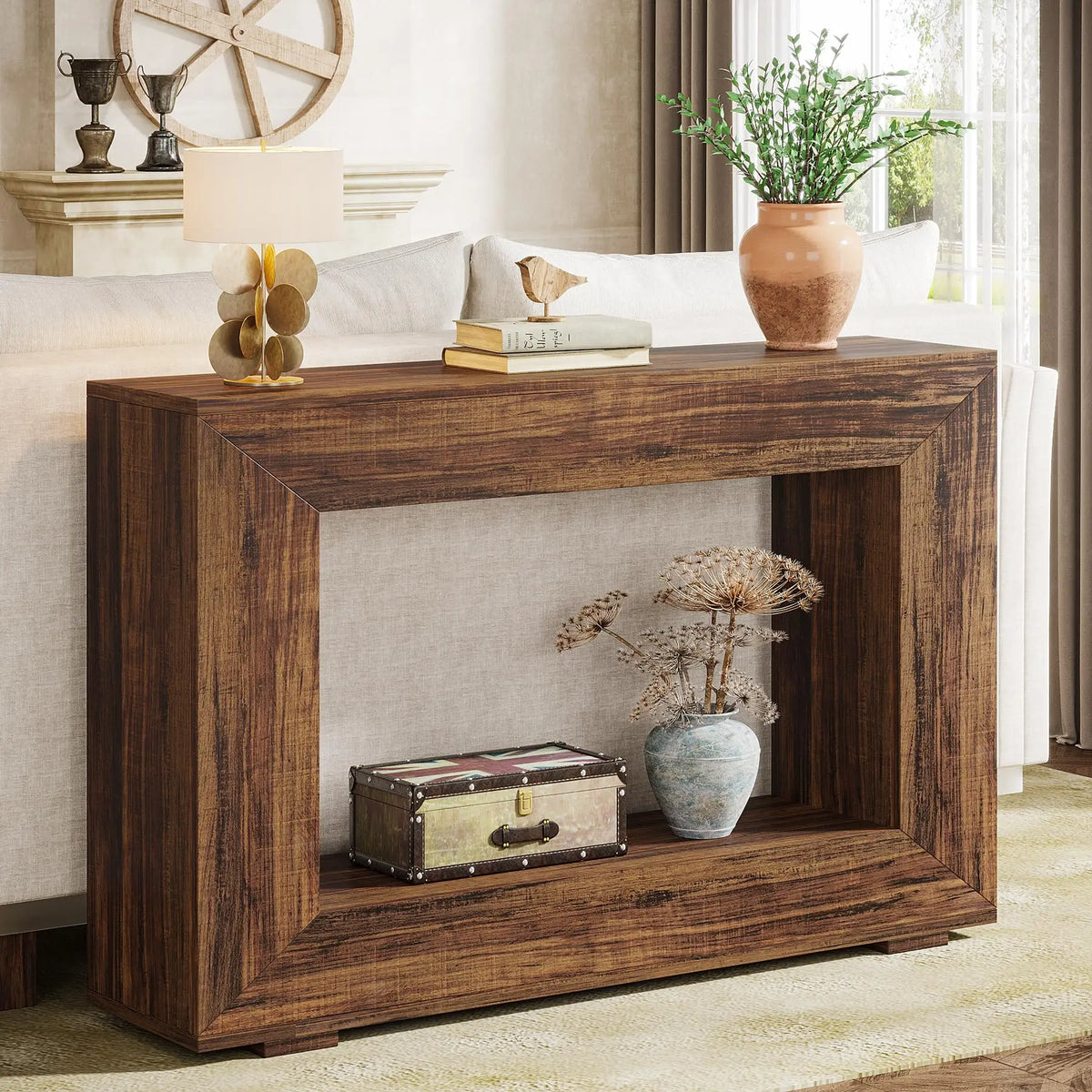 Tribesigns Farmhouse Console Table With Storage for Entryway Living Rooms