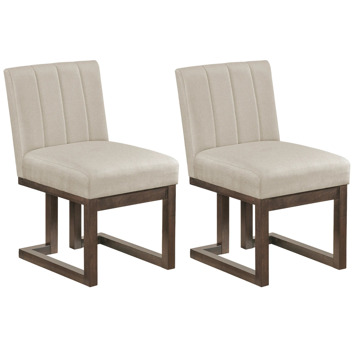 HOMASIS Wooden Farmhouse Dining Chairs Featuring Fabric Upholstery Pair