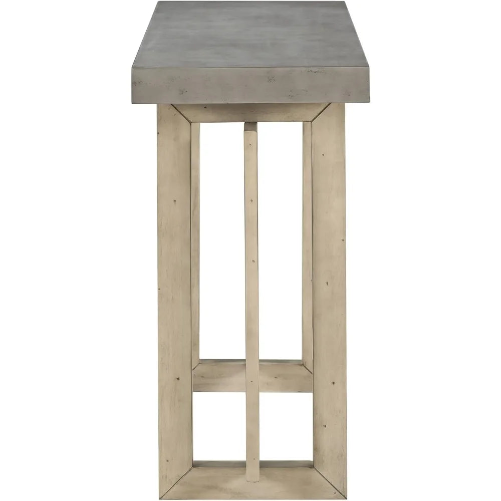Contemporary Console Table with Industrial-Inspired Concrete Wood Top, Minimalist Rectangular Entryway Table for Hallway