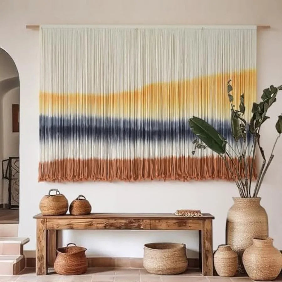 Macrame Wall Hanging Dip Dyed Coastal Tapestry Boho Decor