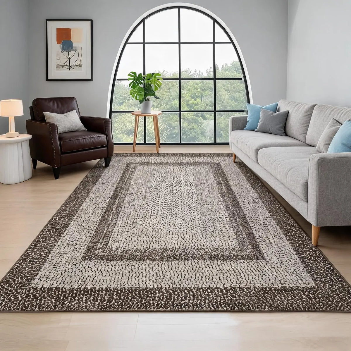 Garvee Boho Braided Area Rug for Living Room and Bedroom