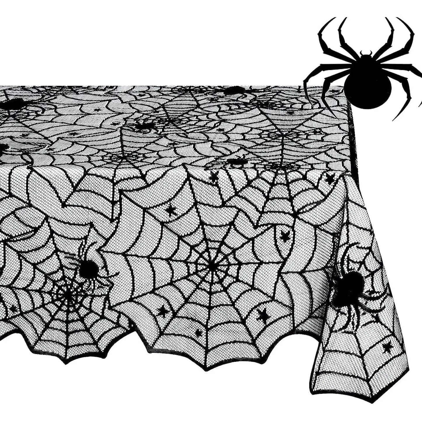 Halloween Lace Tablecloth Spider Web Fireplace Scarf For Party Decor