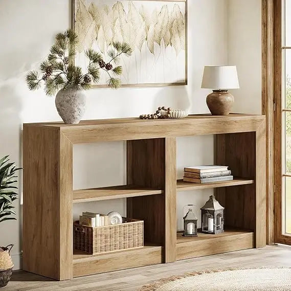 Farmhouse Console Table, Hallway Table for Entryway, Wood Console Behind Couch for Living Room, Hallway, Foyer, Oak