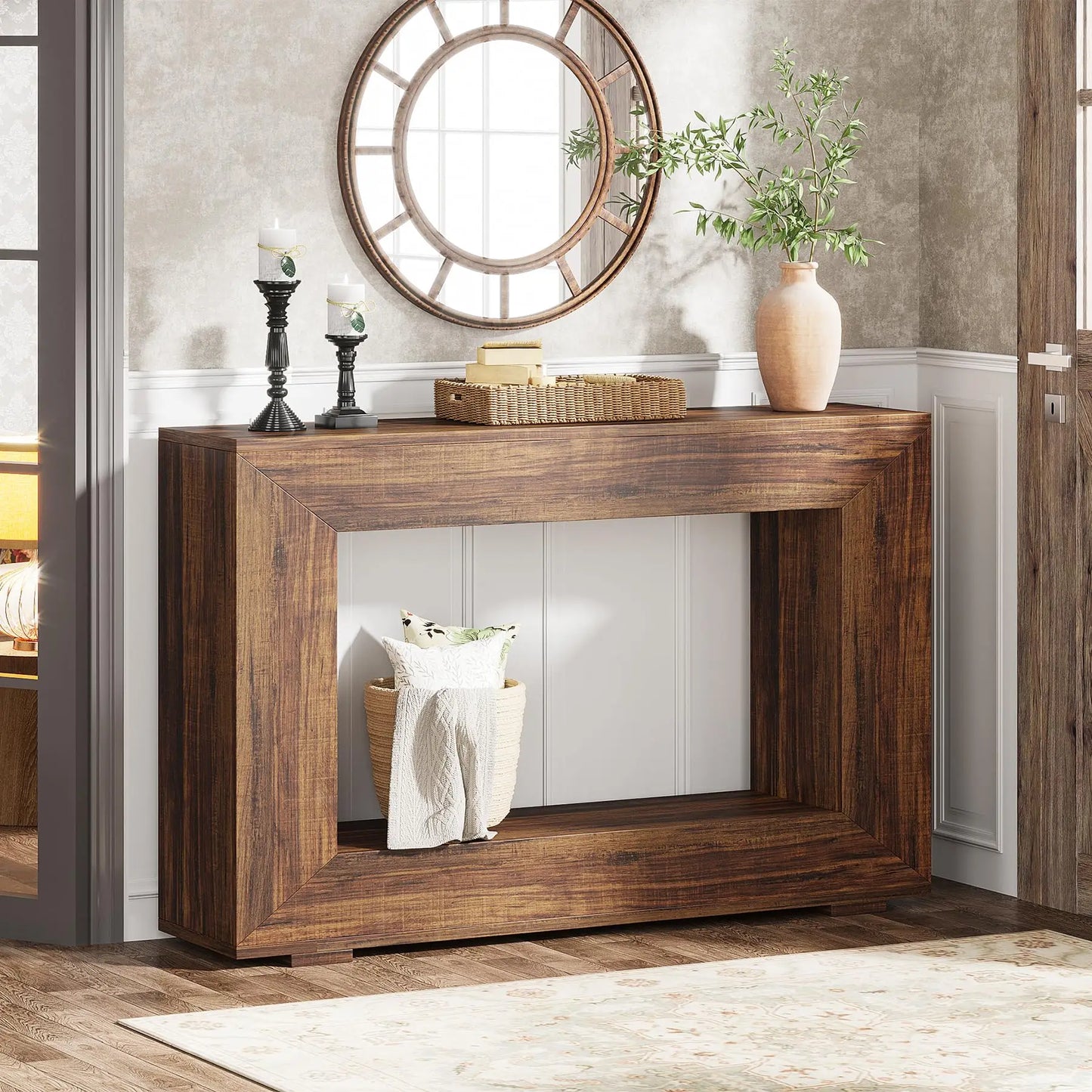 Tribesigns 47" Farmhouse Console Table with Storage, Industrial Hallway Sofa Table for Entryway, Living Room