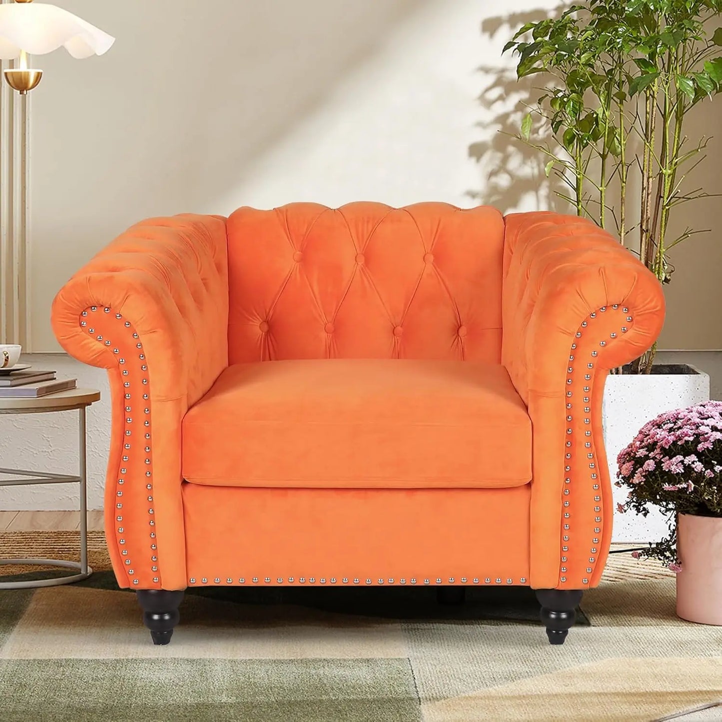 Accent Sofa Chair for Living Room, Modern PU Leather Upholstered Armchair, Oversized Comfy Single Sofa Chair, Customized