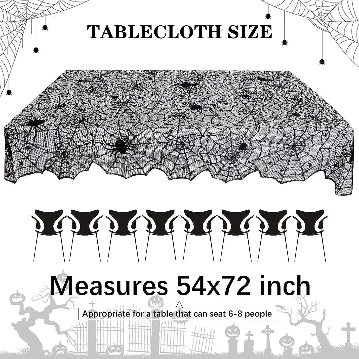 Halloween Lace Tablecloth Spider Web Fireplace Scarf For Party Decor
