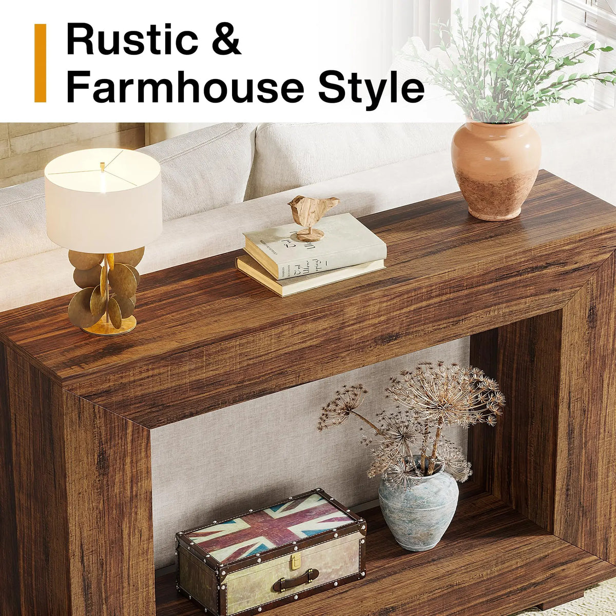 Tribesigns Farmhouse Console Table With Storage for Entryway Living Rooms