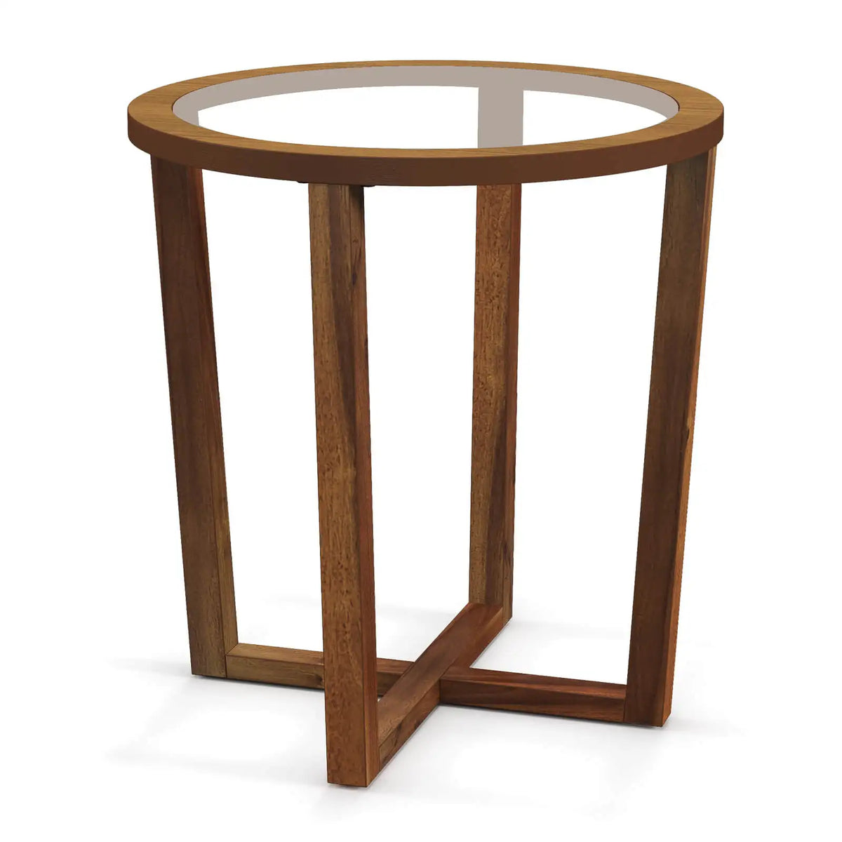 Homasis Modern Round End Table Featuring Tempered Glass Top