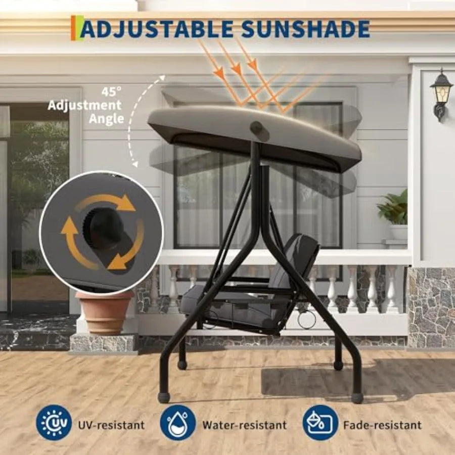 2-in-1 Patio Swing Chair -Grey