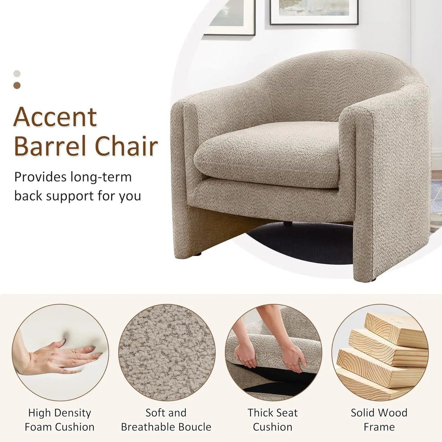 31.2" Accent Chair, Modern Upholstered Living Room Chairs, Comfy Single Sofa Chair for Office, Bedroom, Waiting, Customized