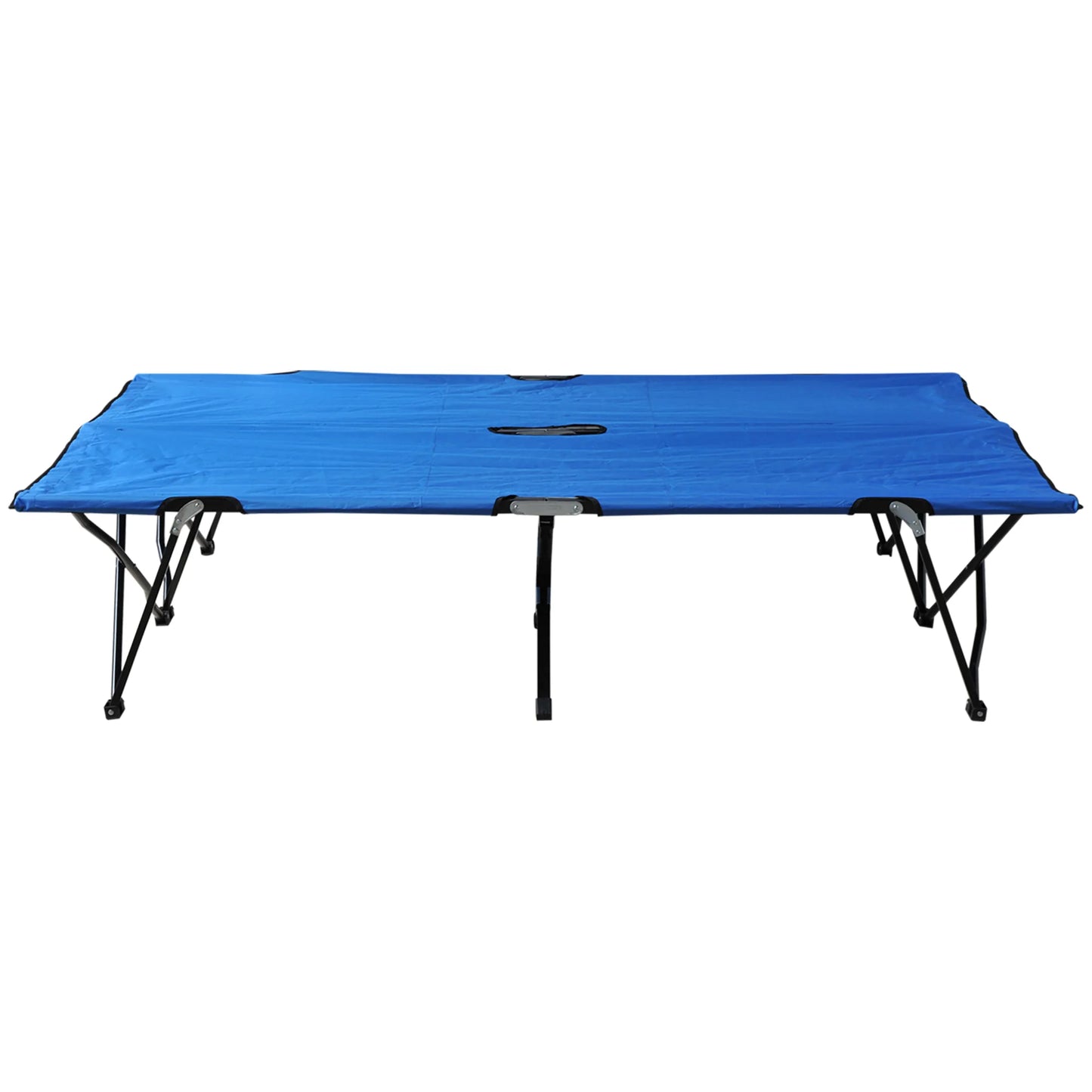 Outdoor Double Camping Cot Foldable Bed W/ Portable Travel Bag, 300 Lbs., Blue